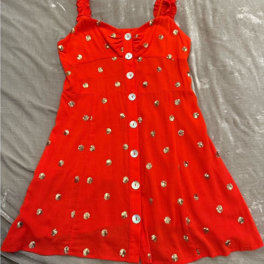 Traffic People Vibrant Burnt Orange Dress